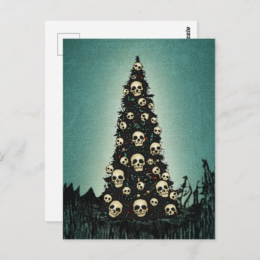 Dreary Christmas Tree With Skulls ポストカード (正面/裏面)