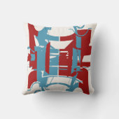 DRed明るい青の幾何形状凹型モチーフ クッション (裏面)