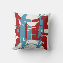 DRed明るい青の幾何形状凹型モチーフ クッション