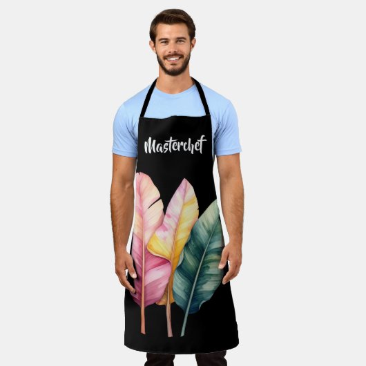 Drei Bananen Blätter in Pastellfarben  エプロン (着用した状態)