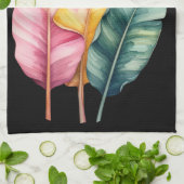 Drei Bananen Blätter in Pastellfarben  キッチンタオル (折り畳み)