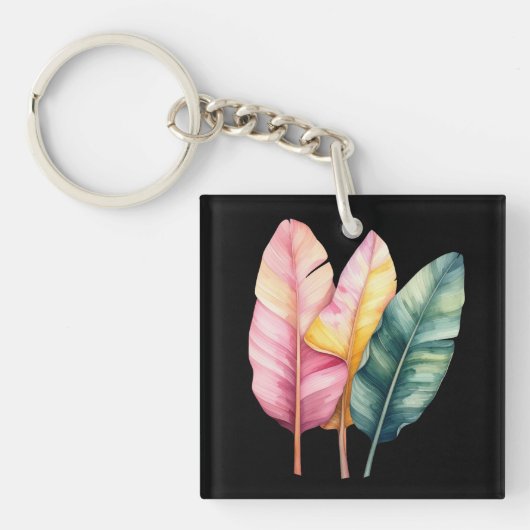 Drei Bananen Blätter in Pastellfarben キーホルダー (正面)