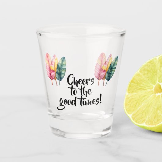 Drei Bananen Blätter in Pastellfarben  ショットグラス (正面)