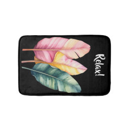 Drei Bananen Blätter in Pastellfarben  バスマット