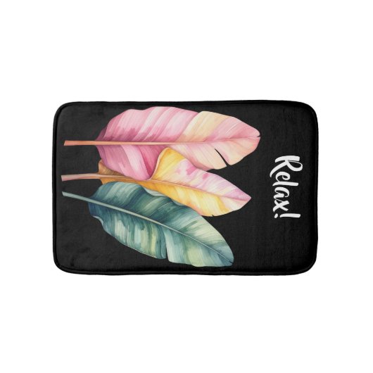 Drei Bananen Blätter in Pastellfarben  バスマット (正面)