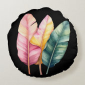 Drei Bananen Blätter in Pastellfarben ラウンドクッション (裏面)