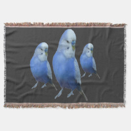 drei blaue Wellensittiche スローブランケット
