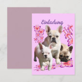 Drei Französische Bulldoggen Danke French Bulldog 招待状 (正面/裏面)