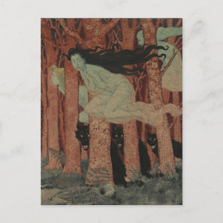 Drei Frauen und drei Wölfe Eugène Grasset ポストカード