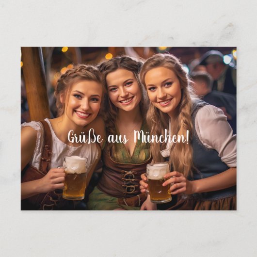 Drei junge Frauen in München. Bier ポストカード (正面)