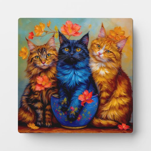 Drei Maine-Coon-Gefährten Portrait フォトプラーク (正面)