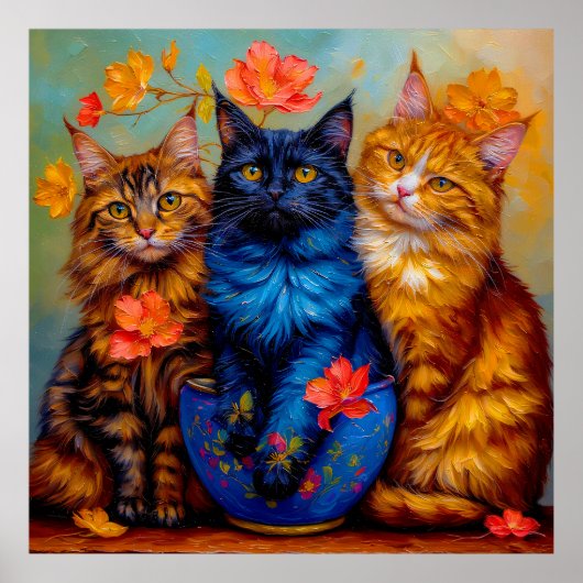 Drei Maine-Coon-Gefährten Portrait ポスター (正面)