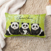 Drei Pandabären - handgemalt | Kissen ランバークッション (ブランケット)