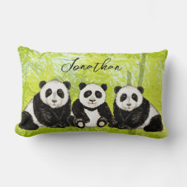 Drei Pandabären - handgemalt | Kissen ランバークッション