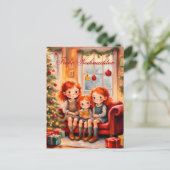 Drei Schwestern freuen sich über ihr neues Buch ポストカード (スタンド正面)