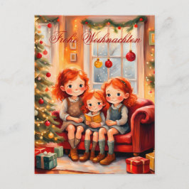 Drei Schwestern freuen sich über ihr neues Buch ポストカード