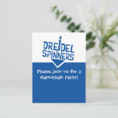 Dreidelの紡績工のハヌカーのパーティー インビテーションポストカード (スタンド正面)