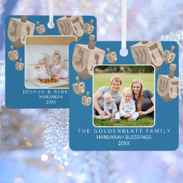 Dreidel 素朴 Oak 2写真両面ハヌカー メタルオーナメント