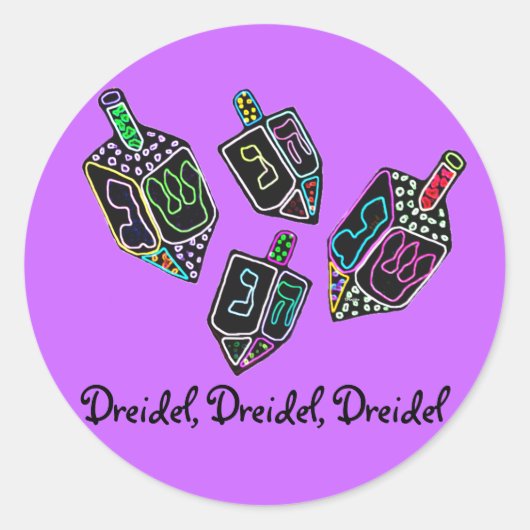 Dreidel、Dreidel、Dreidelスタンプ ラウンドシール (正面)