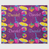 Dreidelsのカラフルな紫色のフェイクなグリッターハヌカー ラッピングペーパー (フラット)