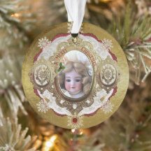 Dresden Antique Doll Acrylic Ornament 