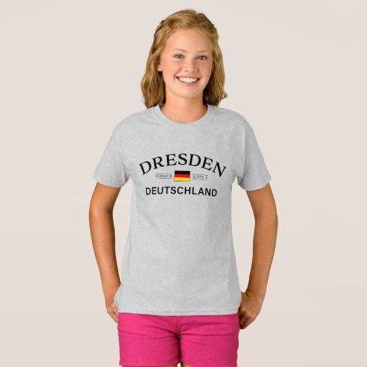 Dresden Deutschland Coordinates German Kids Tシャツ (正面フル)
