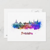 Dresden skyline in watercolor ポストカード (正面/裏面)