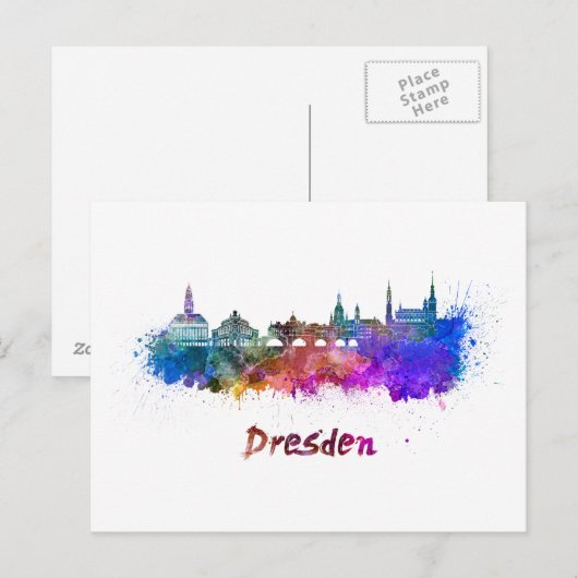 Dresden skyline in watercolor ポストカード (正面/裏面)