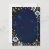 Dress,Butterfllies Navy Blue Flowers Quinceañera 招待状 (裏面)