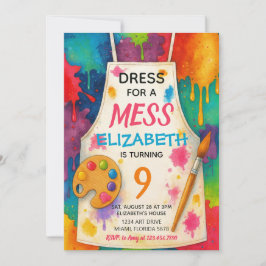 Dress for a Mess Art Party Birthday 招待状