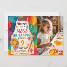 Dress for a Mess Art Party Birthday Photo 招待状