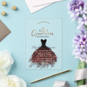  Dress,Tiara,Chic Red Roses Quinceañera   アクリル招待状 (インサイチュ (ウェディング))