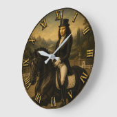 Dressage Funny Mona Lisa Horse Lover Gift ラージ壁時計 (傾斜)