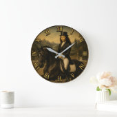 Dressage Funny Mona Lisa Horse Lover Gift ラージ壁時計 (ホーム)