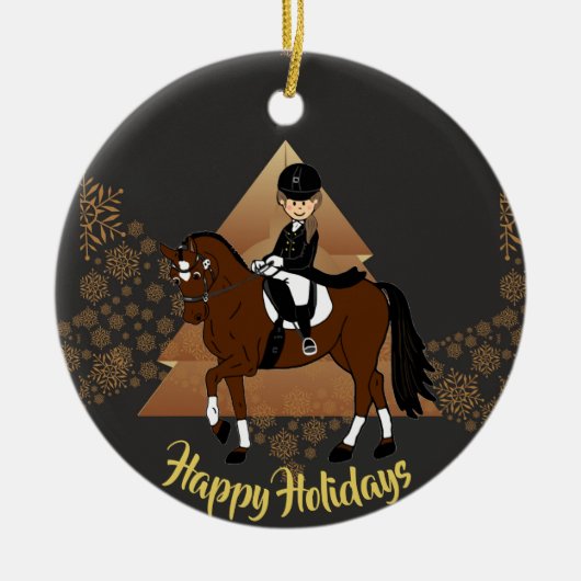 Dressage Horse Rider ADD PHOTO and Name Decoration セラミックオーナメント (正面)