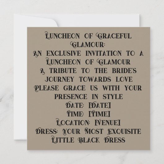 Dressed to Impress: LBDカード 招待状 (裏面)