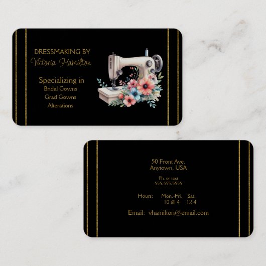 Dressmaker Bridal Gowns Grad Gowns Business Card 名刺 (正面/裏面)