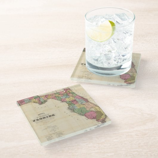 drew'sフロリダ州の新しい地図 ガラスコースター (アングル)