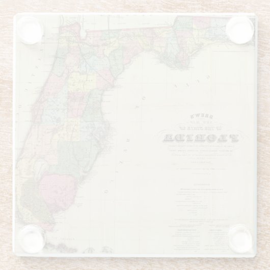 drew'sフロリダ州の新しい地図 ガラスコースター (裏面)