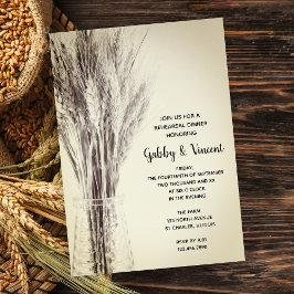 Dried Barley in Milk Bottle Farm Rehearsal Dinner  招待状