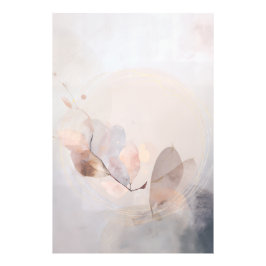 Dried Eucalyptus Leaves Gold Circle Minimal Art フォトプリント