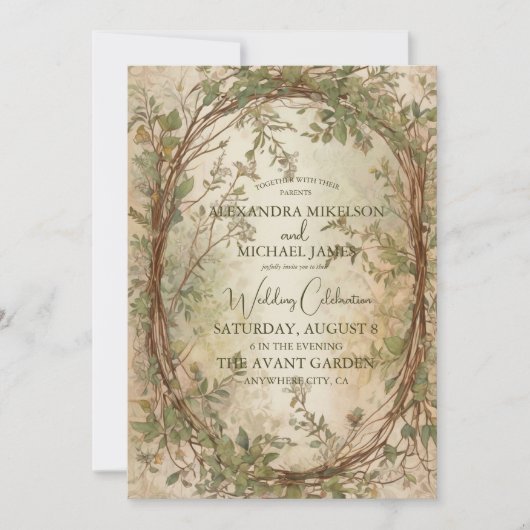 Dried Fan Palm Oasis Botanical Wedding  Invitation 招待状 (正面)