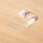 Dried Palm and White Orchid Boho Baby Shower アクリル招待状 (レイダウン)