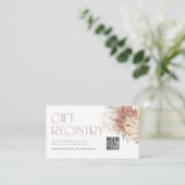 Dried Palm Boho QR Code Baby Shower Registry エンクロージャーカード (スタンド正面)
