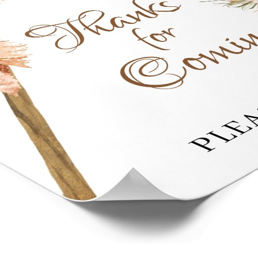 Dried Palm Leaves Pampas Grass Thanks for Coming ポスター (角)