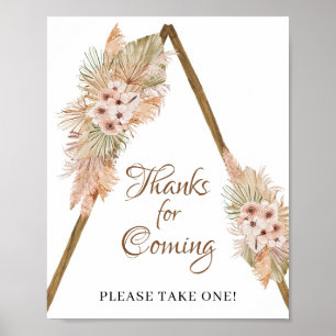 Dried Palm Leaves Pampas Grass Thanks for Coming ポスター