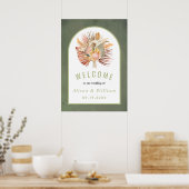 Dried palm pampas grass sage green welcome wedding ポスター (キッチン)