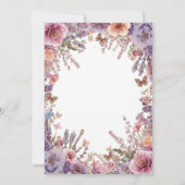 Dried Pressed Pink Lavender Wildflower Wedding 招待状 (裏面)