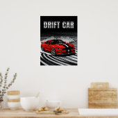 Drift Car Red Muscle ポスター (キッチン)
