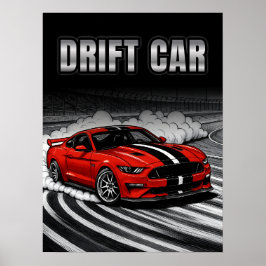 Drift Car Red Muscle ポスター